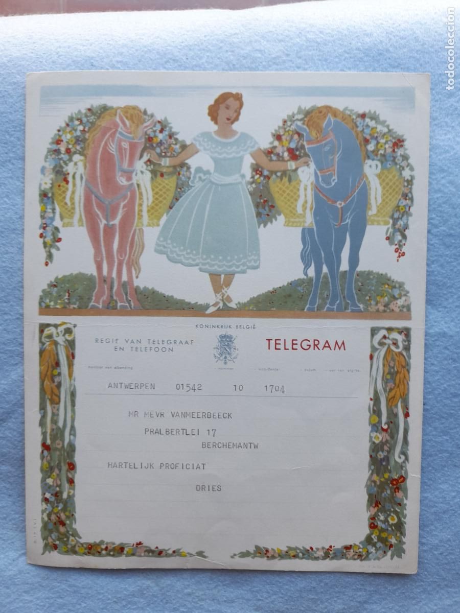 Sellos: B&eacute;lgica. Telegrama antiguo