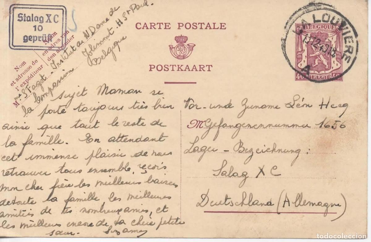 Sellos: BELGICA LA LOUVIER 1940 POW PRISIONEROS DE GUERRA A STALAG XC CON CENSURA