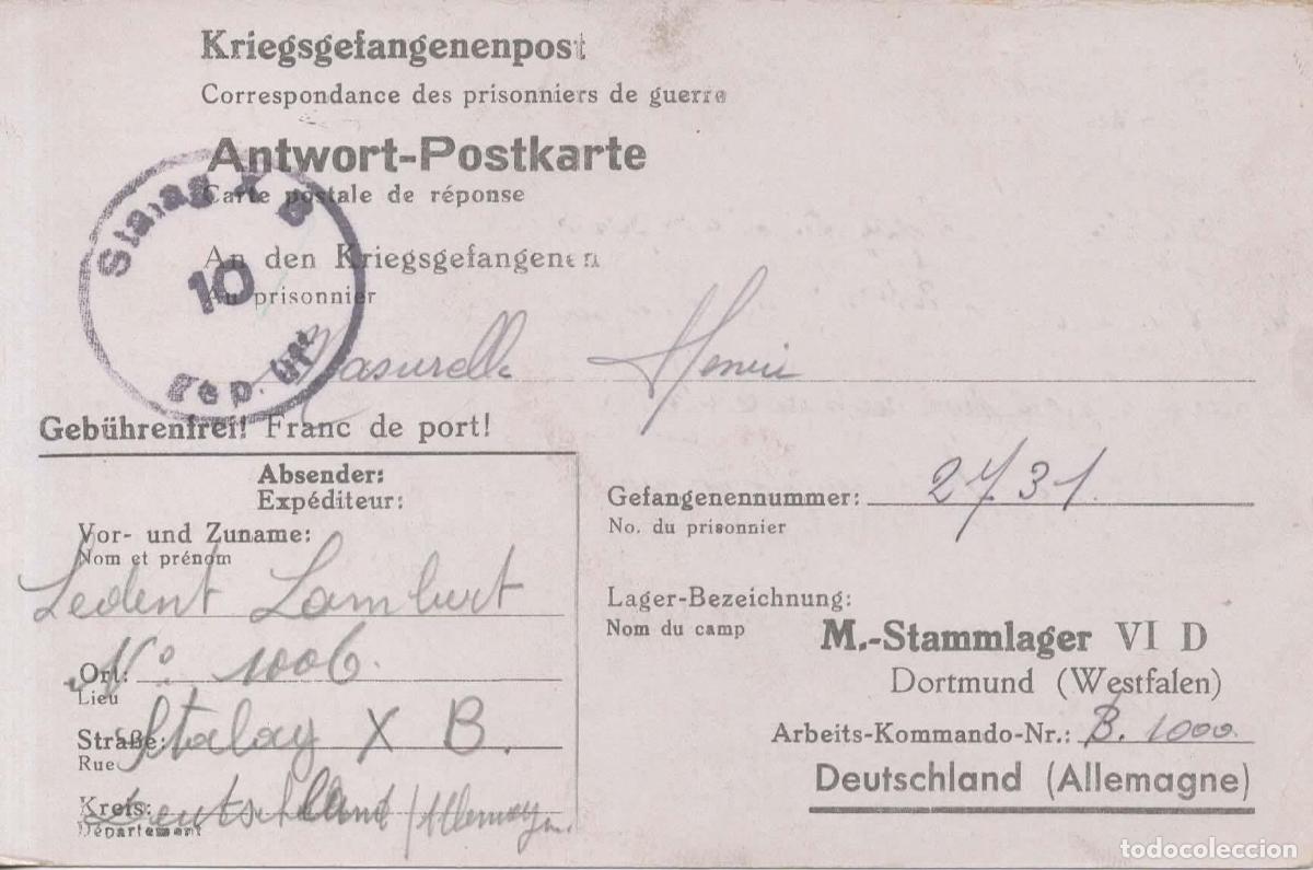 Sellos: ALEMANIA POW PRISIONEROS DE GUERRA DE STALAG XB CON CENSURA A STALAG VID