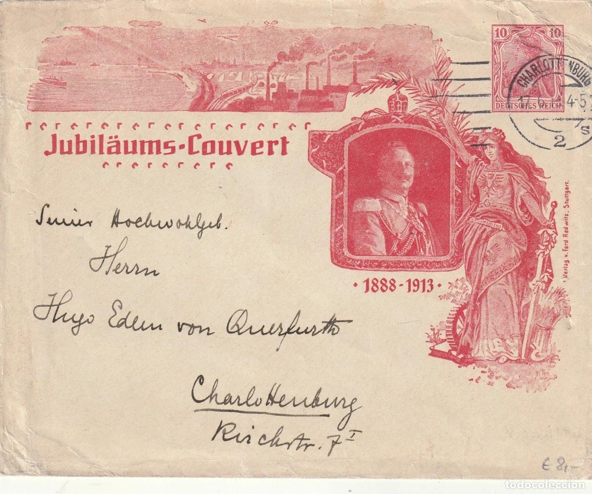 Sellos: ALEMANIA ENTERO POSTAL CHARLOTTENBURG 1913C JUBILAUMS COUVERT