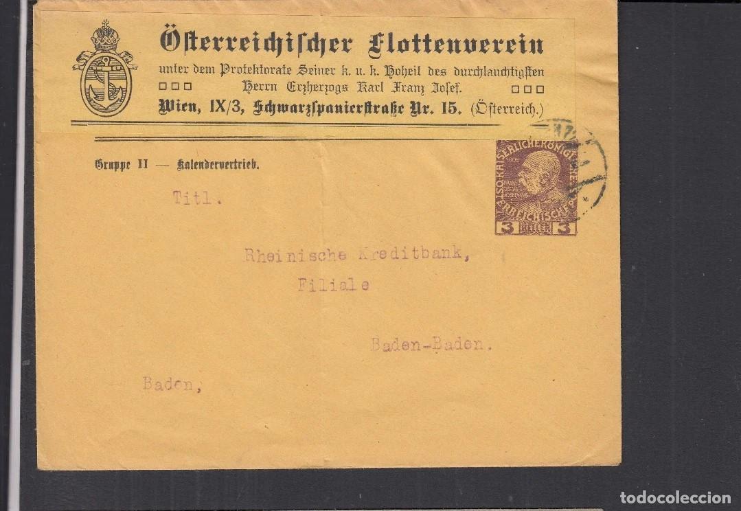 Sellos: AUSTRIA ENTERO POSTAL WIEN OSTERREICHISCHER FLOTTENVERIEN ANCLA NAVEGACION BARCO