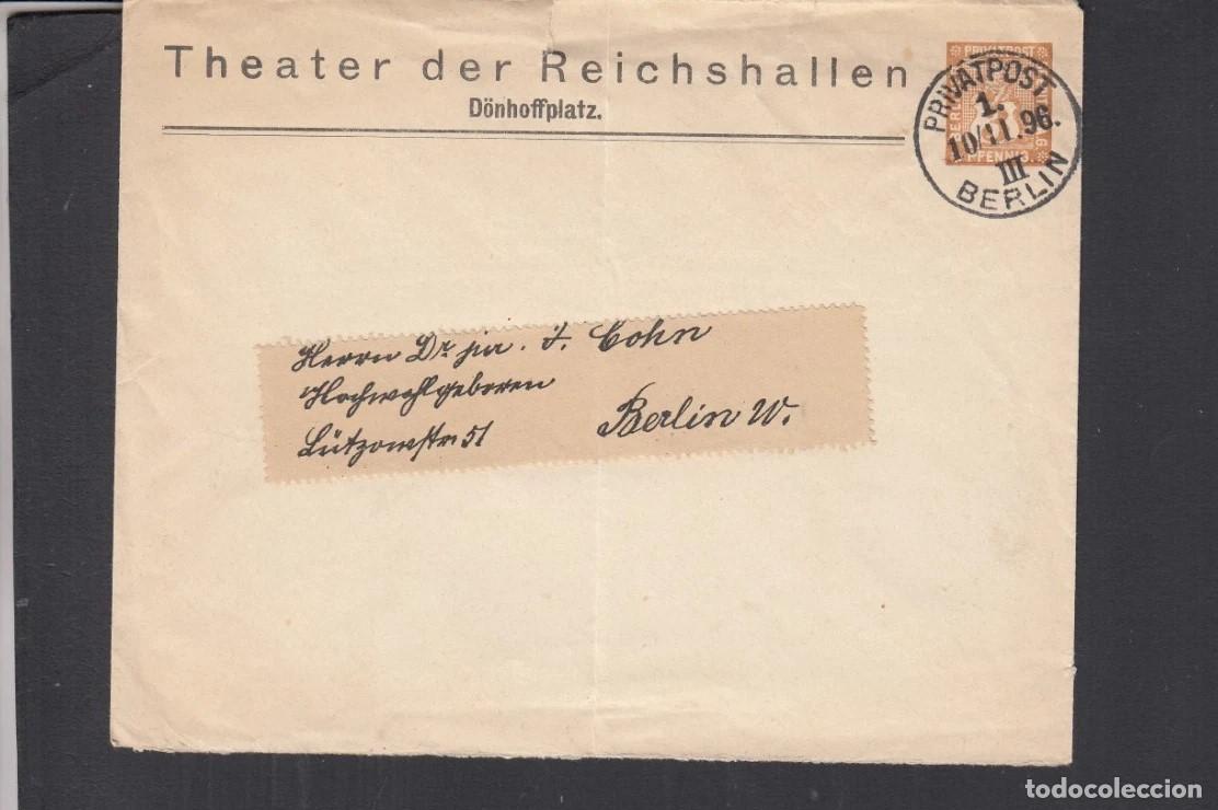 Sellos: ALEMANIA ENTERO POSTAL PRIVATPOST BERLIN 1896 THEATER DER REICHSHALLEN TEATRO