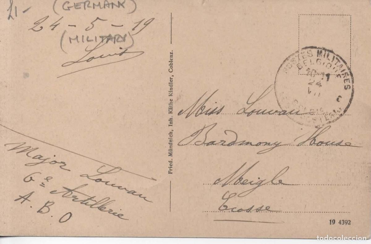 Sellos: BELGICA CORREO MILITAR WW1 1919 TARJETA POSTALCOBLENZ
