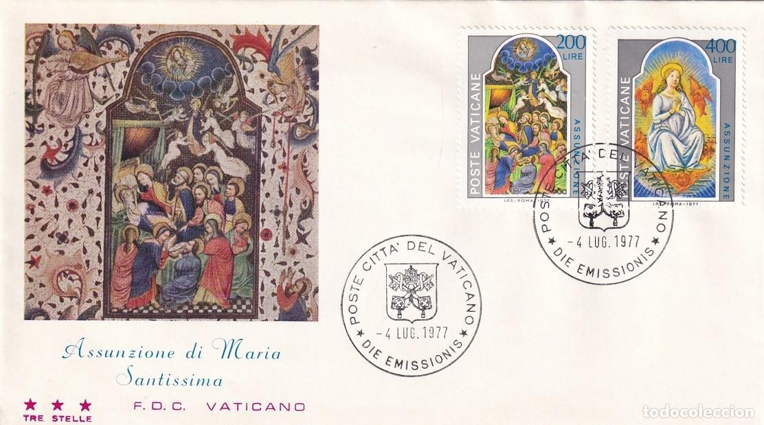 Sellos: FDC Vaticano 1977 Primer d&iacute;a - Asunci&oacute;n de la Virgen Mar&iacute;a Sant&iacute;sima Assunzione di Maria Santissima
