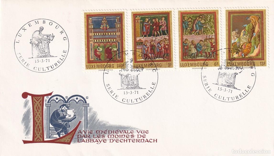 Sellos: Sobre oficial num Luxemburgo 1971 - La vida medieval vista por los monjes de la Abad&iacute;a de Echternach