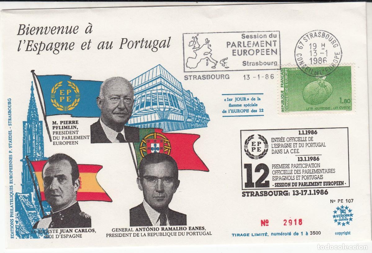 Sellos: MATASELLOS SESION PARLAMENTO EUROPEO ENTRADA ESPA&Ntilde;A Y PORTUGAL --1986--