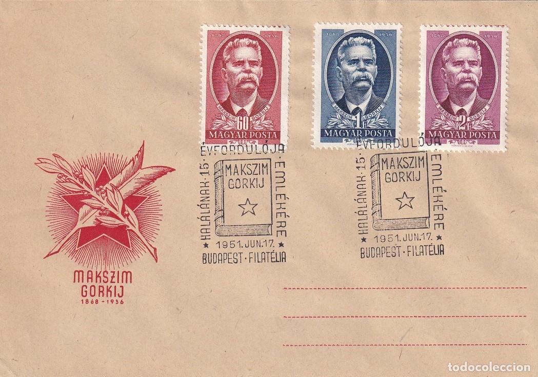Francobolli: Sobre Hungr&iacute;a 1951 - 15 Aniversario de la muerte de Makszim Gorkij ( M&aacute;ximo Gorki ) (1868&ndash;1936)