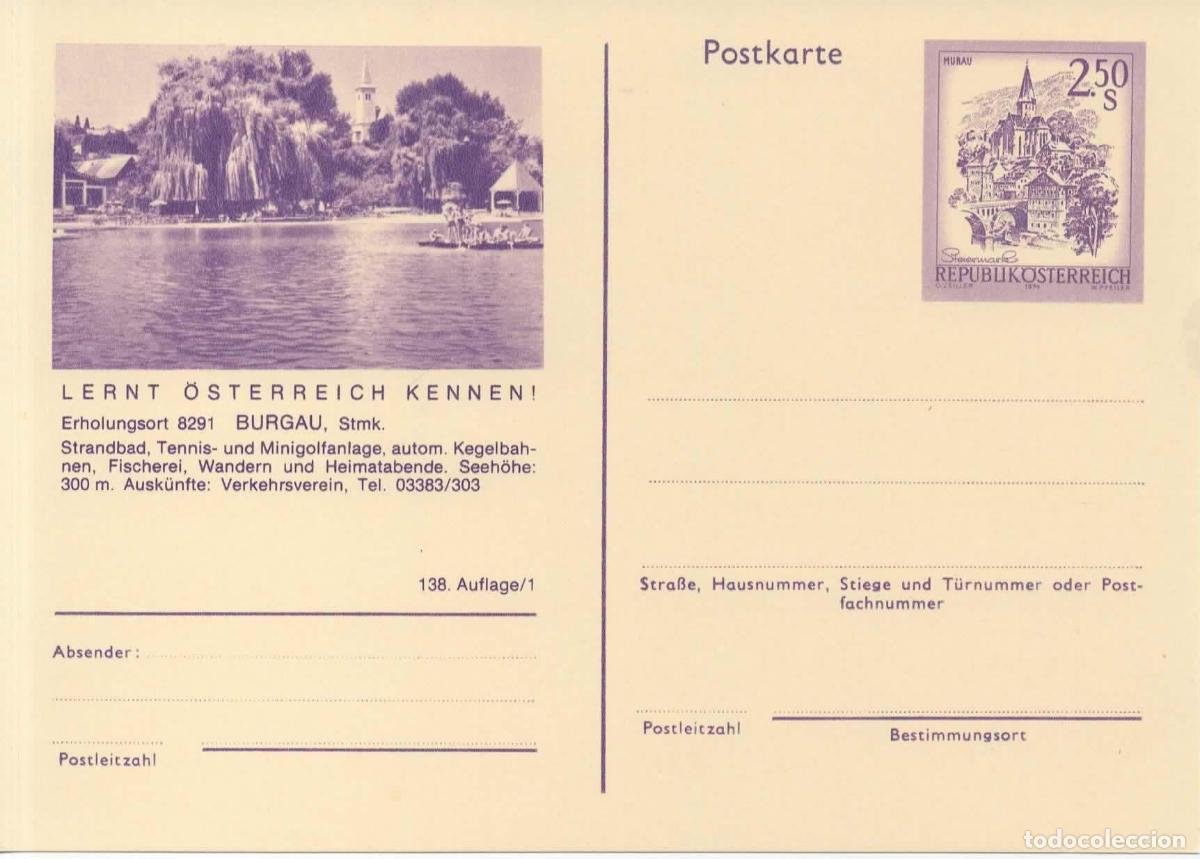 Sellos: AUSTRIA ENTERO POSTAL ERHOLUNGSORT BURGAU