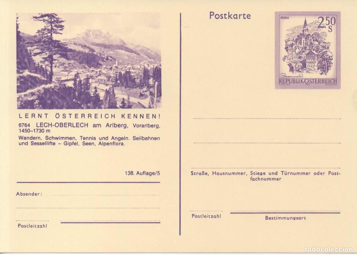 Sellos: AUSTRIA ENTERO POSTAL LECH OBERLECH TENIS NATACION ALPES
