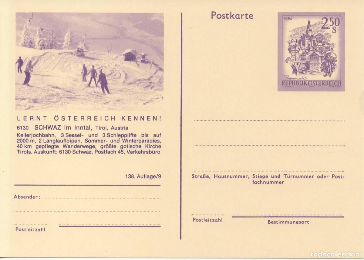 Sellos: AUSTRIA ENTERO POSTAL SCHWAZ IM INNTAL SKI