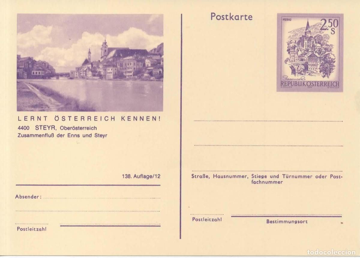 Sellos: AUSTRIA ENTERO POSTAL STEYR RIO RIVER