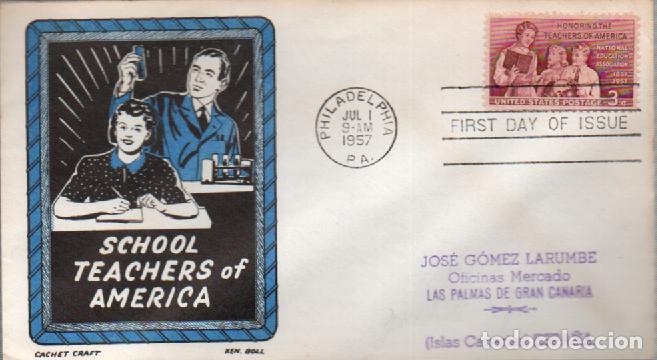 Sellos: Estados Unidos Ivert n&ordm; 631, Cent&ordm; de la asociaci&oacute;n nacional de educaci&oacute;n. primer dia de 1-7-1958