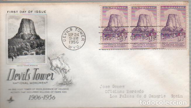 Sellos: Estados Unidos Ivert n&ordm; 621, 50 Aniv&ordm; de la torre del diablo como monumento nacional. 1-11-1956