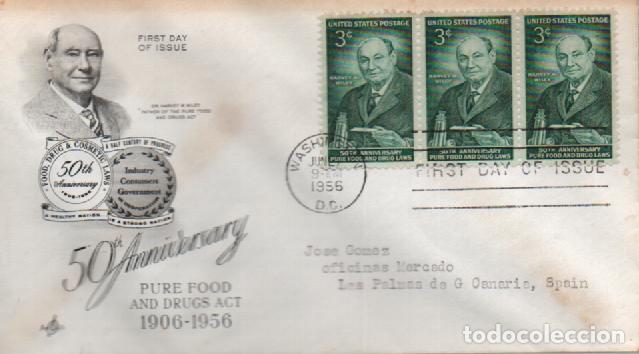 Sellos: Estados Unidos Ivert n&ordm; 617, L Aniversario de la ley contra los fraudes alimentarios. SPD 22-9-1956