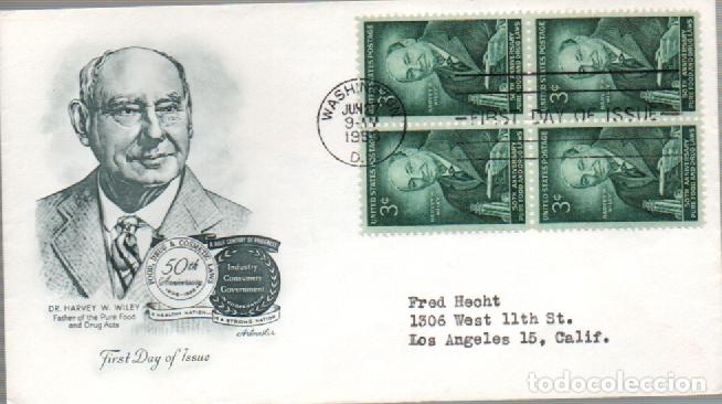 Sellos: Estados Unidos Ivert n&ordm; 617, L Aniversario de la ley contra los fraudes alimentarios. SPD 22-9-1956