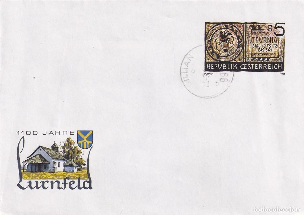 Stamps: Sobre entero postal Austria 1991 - 1100 Aniversario de Lurnfeld - Teurnia Sede Episcopal hasta 591