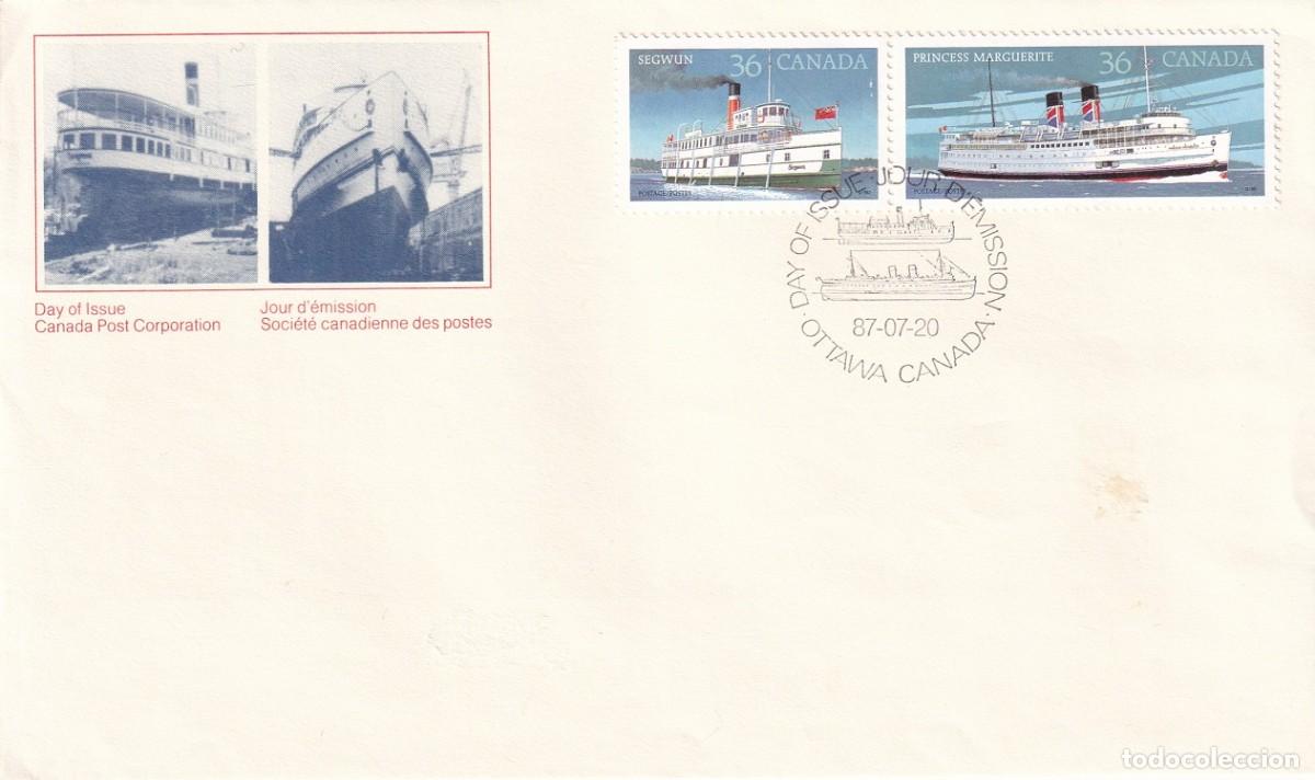 Stamps: FDC Canad&aacute; 1987 - Buques de vapor canadienses - Segwun - Princess Marguerite - Rese&ntilde;a hist&oacute;rica