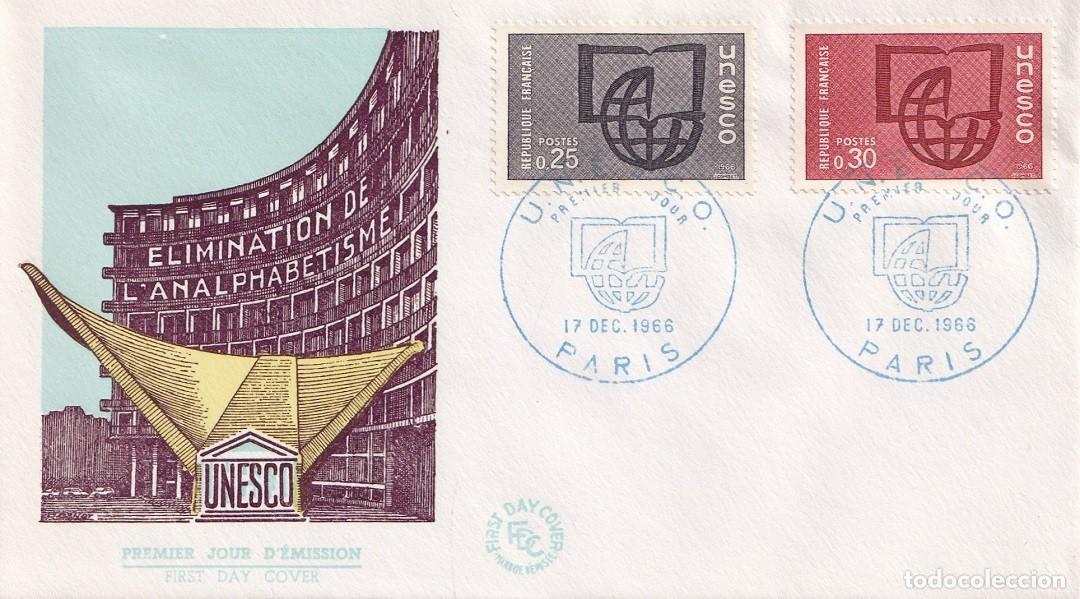 Sellos: FDC Francia 1966 - UNESCO - Campa&ntilde;a lucha contra el analfabetismo - Elimination de l'analphabetisme