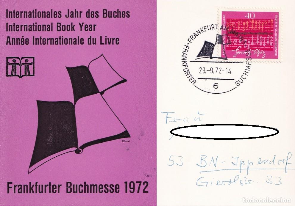 Selos: Postal Alemania 1972 - A&ntilde;o Internacional del Libro - Feria del libro de Frankfurt - Matasellos espec