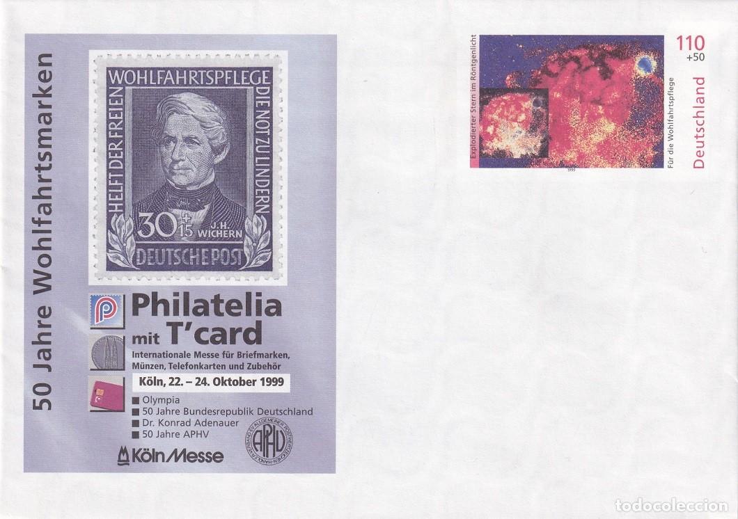 Timbres: Sobre entero postal Alemania 1999 - Espacio Explosi&oacute;n de una estrella - Philatelia T'card - 50 Jahre