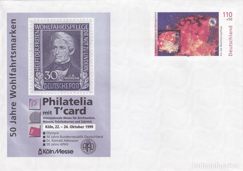 Timbres: Sobre entero postal Alemania 1999 - Espacio Explosi&oacute;n de una estrella - Philatelia T'card - 50 Jahre