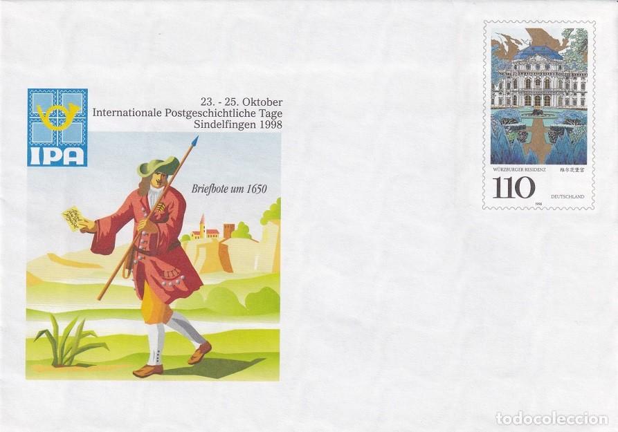 Sellos: Sobre entero postal Alemania 1998 - UNESCO Patrimonio mundial alem&aacute;n - Residencia Wurtzburg - IPA