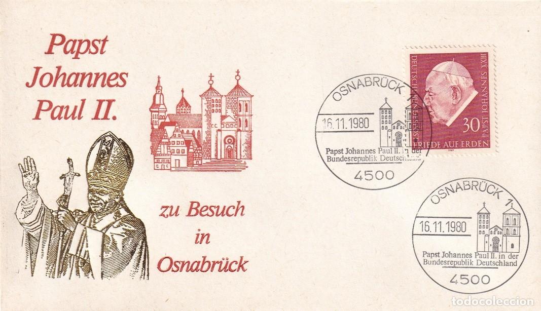 Timbres: Sobre Alemania 1980 - El Papa Juan Pablo II visita Osnabr&uuml;ck - Papst Johannes Paul II zu Besuch in