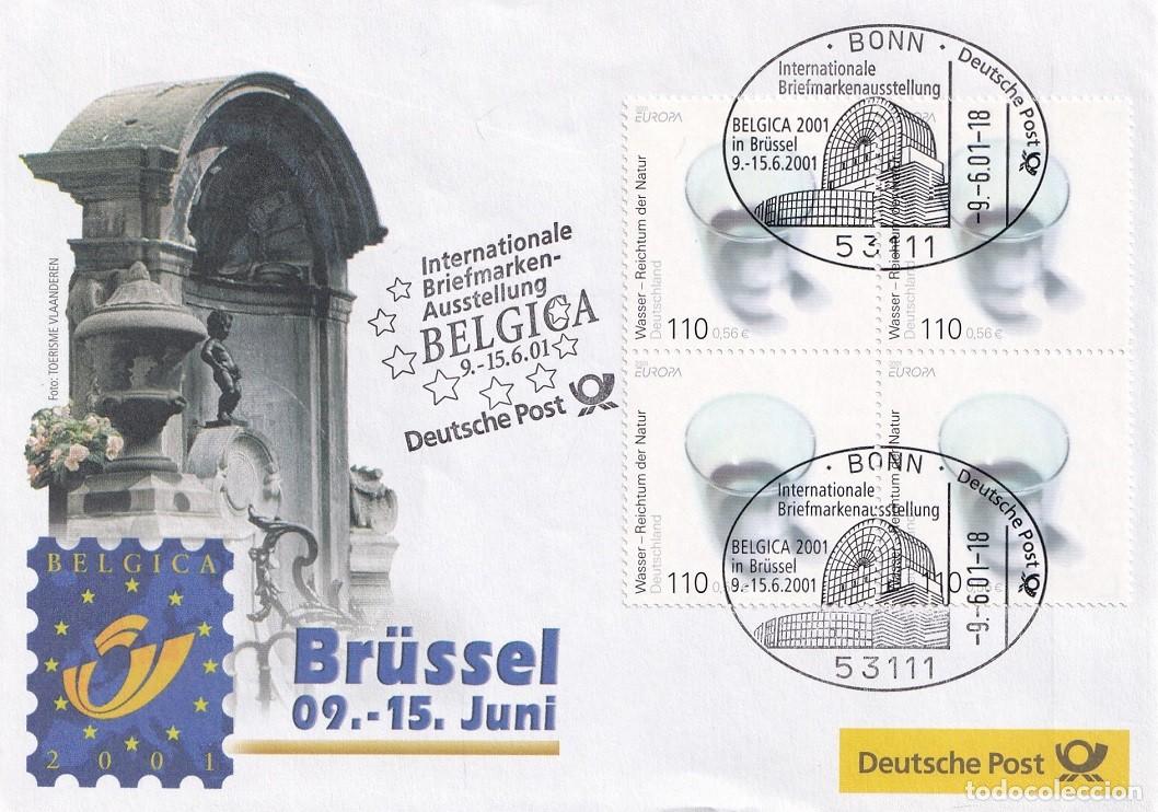 Timbres: Sobre Alemania 2001 - Europa El agua riqueza de la naturaleza - Manneken Pis - Matasellos especiales