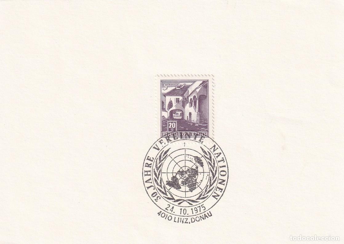 Timbres: Hojita Austria 1961 Granja de M&ouml;rbisch - Marcofilia - 30 Aniversario de las Naciones Unidas - ONU
