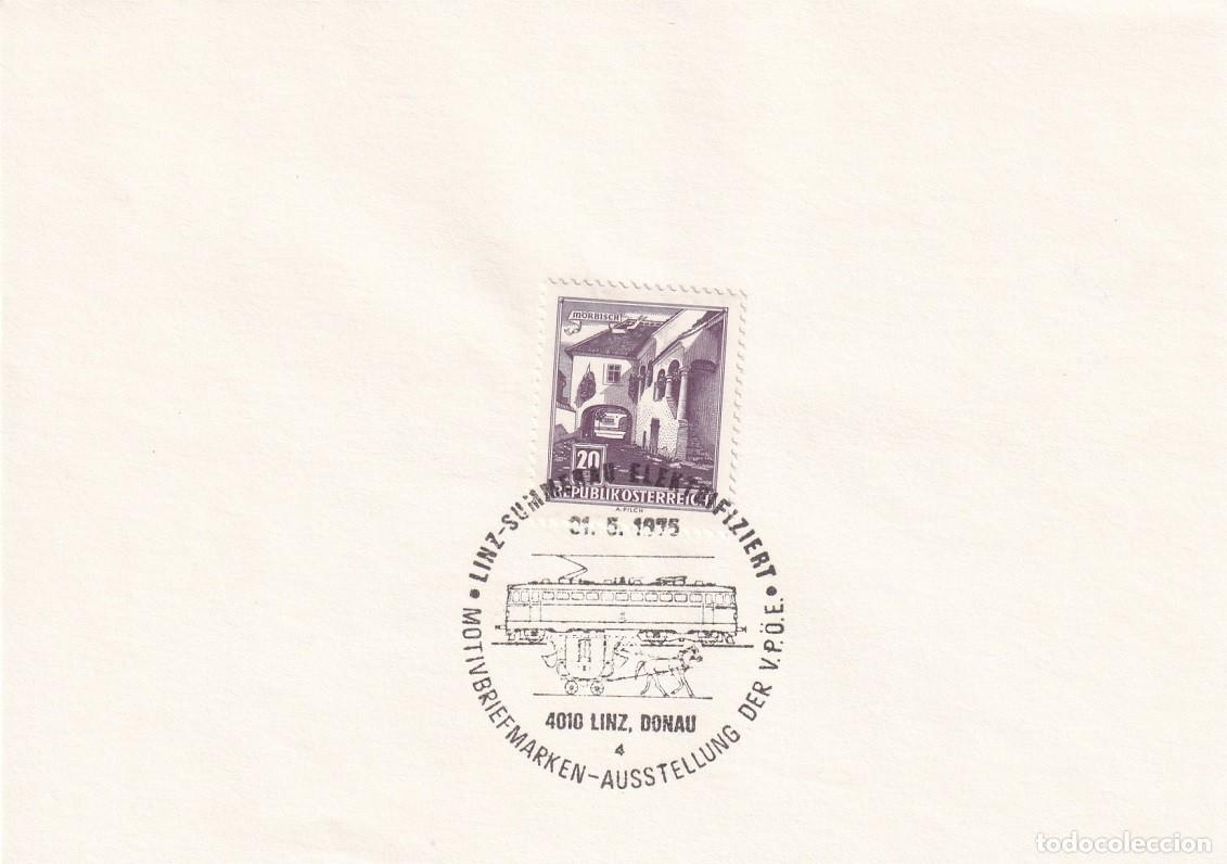 Timbres: Hojita Austria 1961 Granja de M&ouml;rbisch - Marcofilia 1975 Electrificaci&oacute;n del trayecto Linz-Summerau