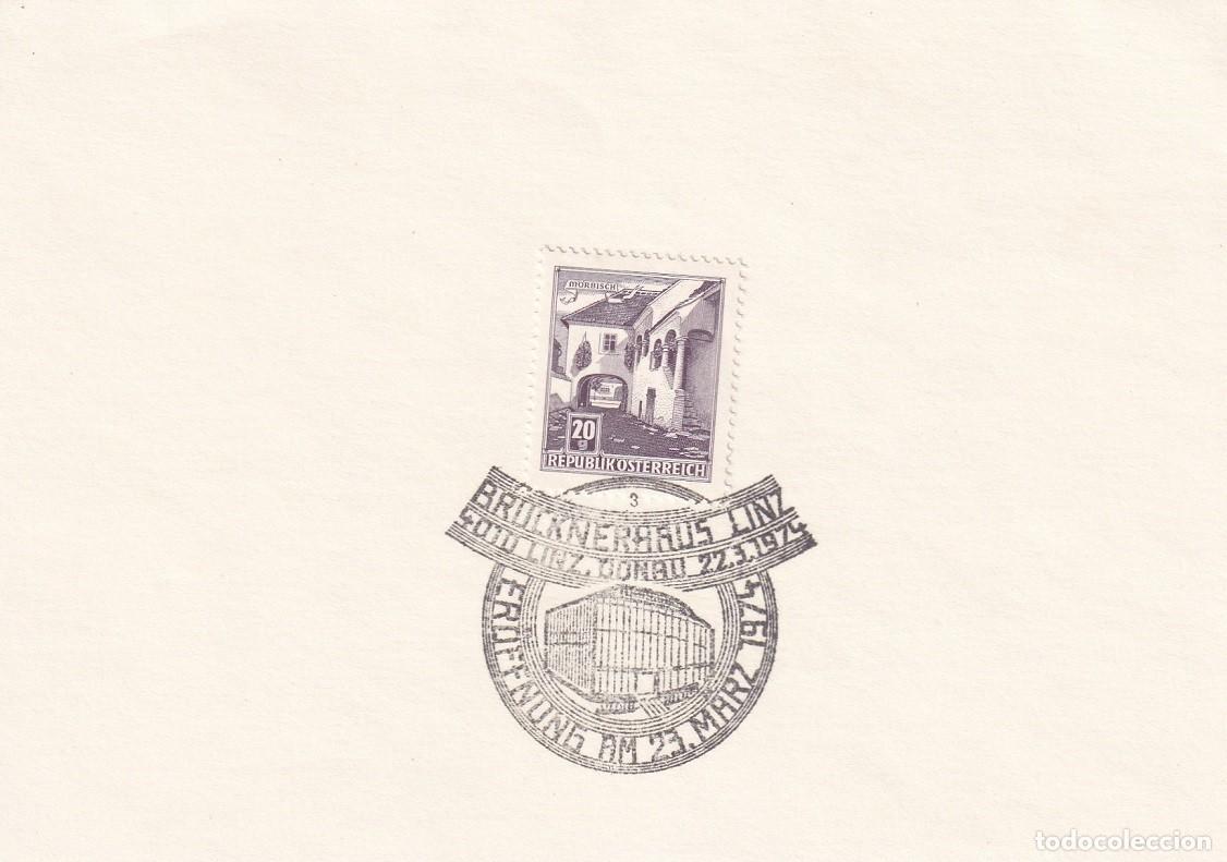 Francobolli: Hojita Austria 1961 Granja de M&ouml;rbisch - Marcofilia 1974 - Inauguraci&oacute;n de Brucknerhaus de Linz