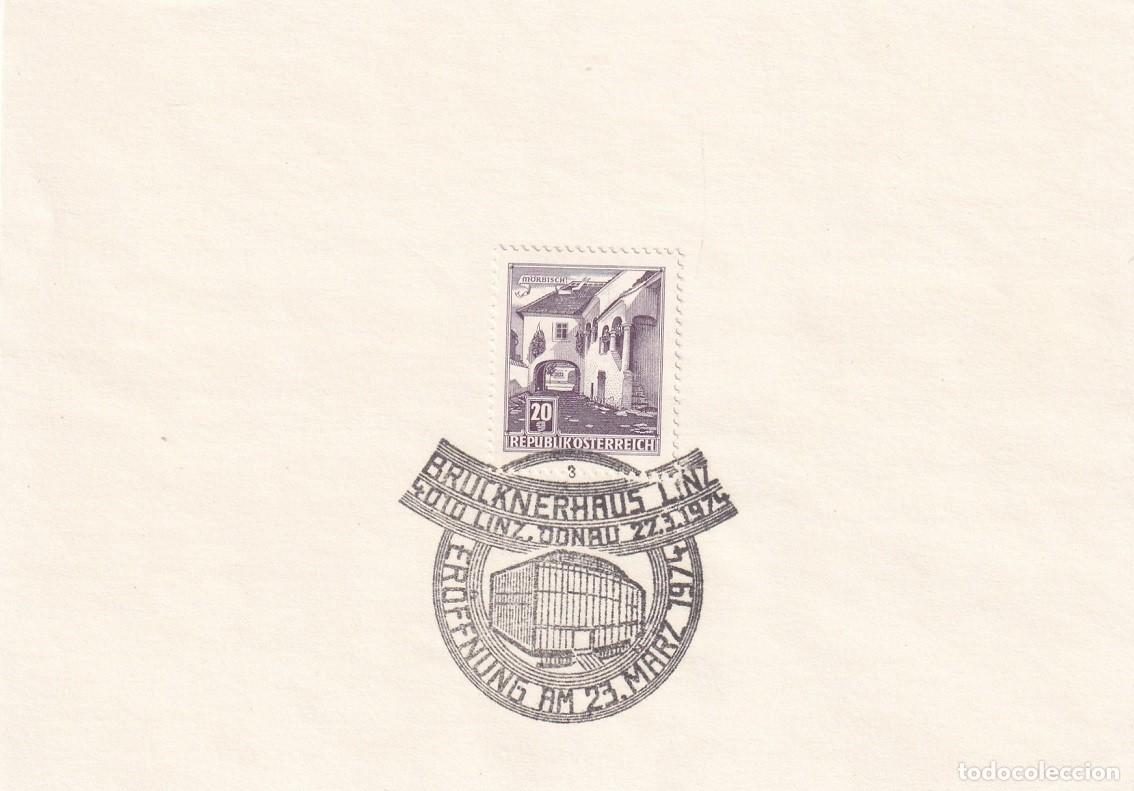 Stamps: Hojita Austria 1961 Granja de M&ouml;rbisch - Marcofilia 1974 - Inauguraci&oacute;n de Brucknerhaus de Linz