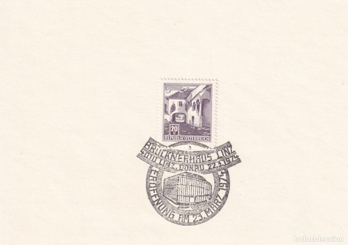 Briefmarken: Hojita Austria 1961 Granja de M&ouml;rbisch - Marcofilia 1974 - Inauguraci&oacute;n de Brucknerhaus de Linz