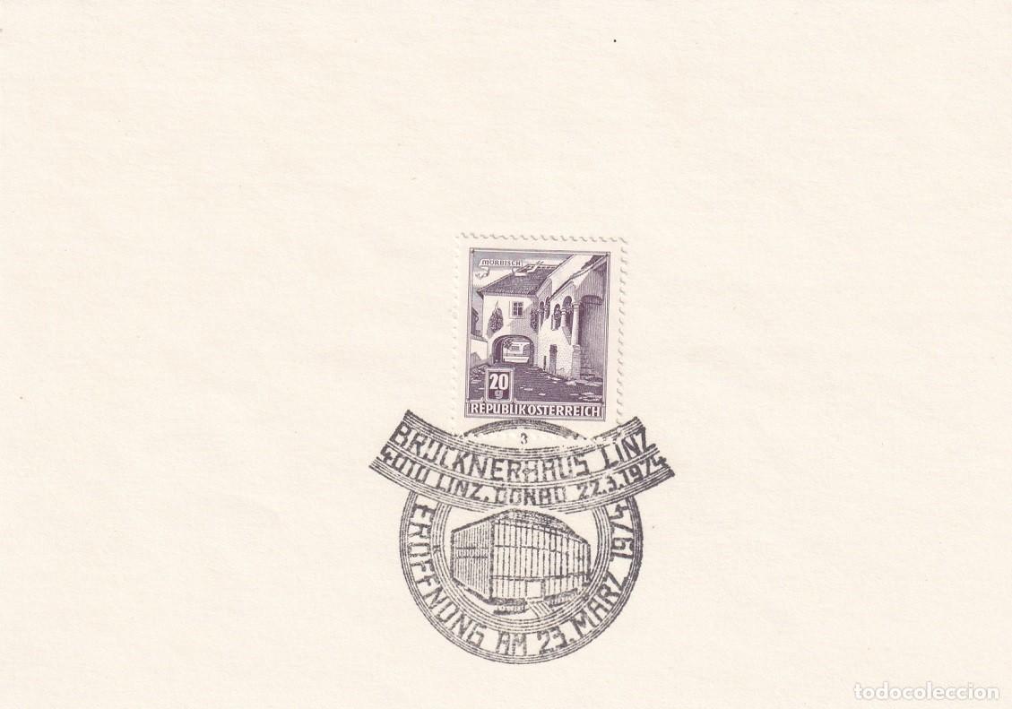 Francobolli: Hojita Austria 1961 Granja de M&ouml;rbisch - Marcofilia 1974 - Inauguraci&oacute;n de Brucknerhaus de Linz