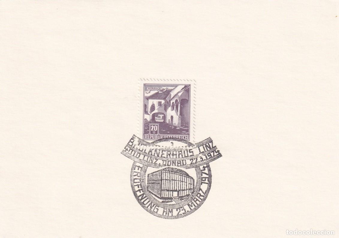 Briefmarken: Hojita Austria 1961 Granja de M&ouml;rbisch - Marcofilia 1974 - Inauguraci&oacute;n de Brucknerhaus de Linz