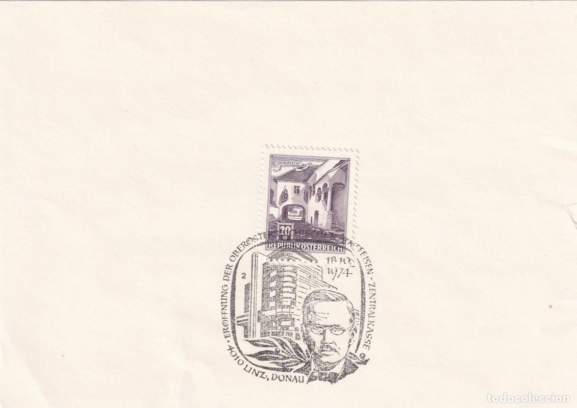 Selos: Hojita Austria 1961 Granja de M&ouml;rbisch - Marcofilia 1974 - Anton Bruckner - Caja Ahorros Raiffeisen
