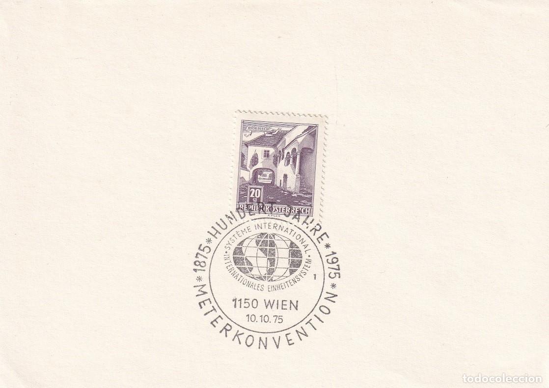 Timbres: Hojita Austria 1961 Granja de M&ouml;rbisch - Marcofilia 1975 - Centenario de la Convenci&oacute;n del Metro