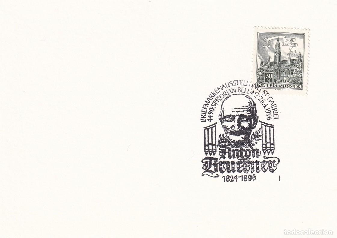 Timbres: Hojita Austria 1962 - Ayuntamiento Viena - Marcofilia 1996 - Centenario fallecimiento Anton Bruckner