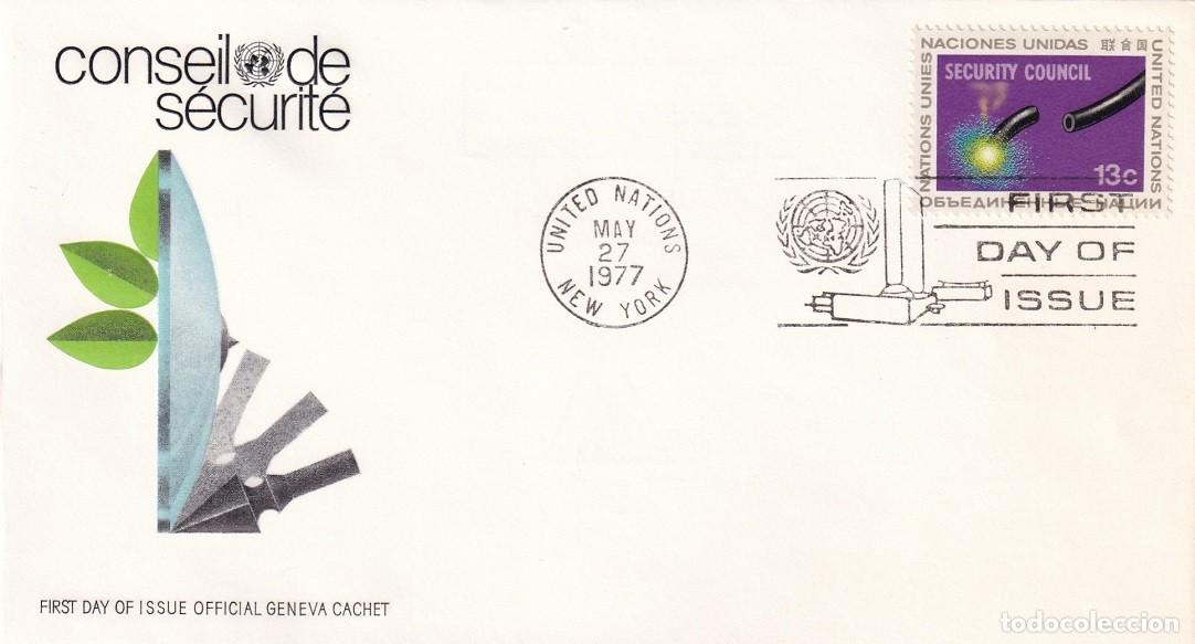 Timbres: FDC Naciones Unidas Nueva York 1977 - Consejo de Seguridad - Conseil de S&eacute;curit&eacute;