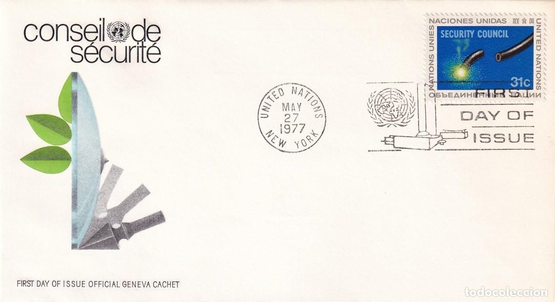 Timbres: FDC Naciones Unidas Nueva York 1977 - Consejo de Seguridad - Conseil de S&eacute;curit&eacute;