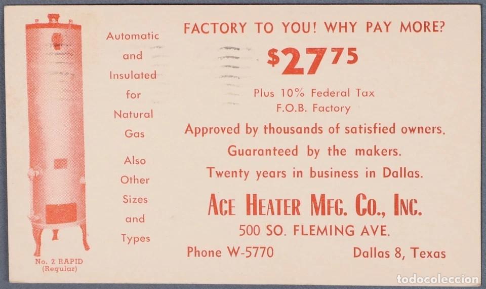 Stamps: ESTADOS UNIDOS USA ENTERO POSTAL 1950 GAS HEATER ENERGIA