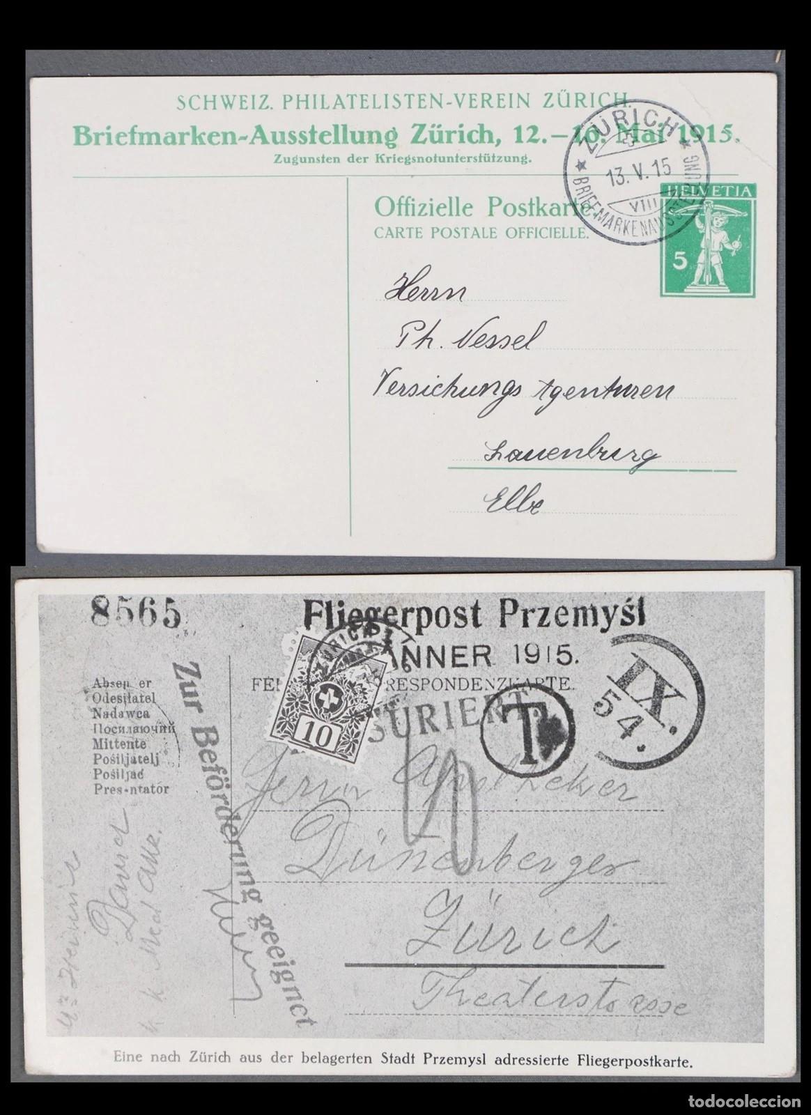 Stamps: SUIZA ENTERO POSTAL 1915 ZURICH BRIEFMARKEN AUSTELLUNG