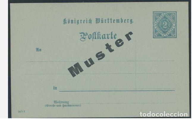 Sellos: ALEMANIA ENTERO POSTAL WURTTEMBERG MUSTER MUESTRA SPECIMEN
