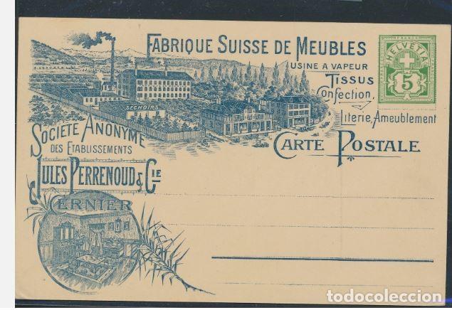 Sellos: SUIZA ENTERO POSTAL CERNIER FABRIQUE SUISSE DE MEUBLES JULES PERRENOUD ET CIE