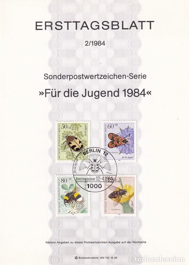 Timbres: Ersttagsblatt 2/1984 Berl&iacute;n / F&uuml;r die Jugend 1984 - Pro juventud Insectos &middot; Escarabajo abeja chiri..