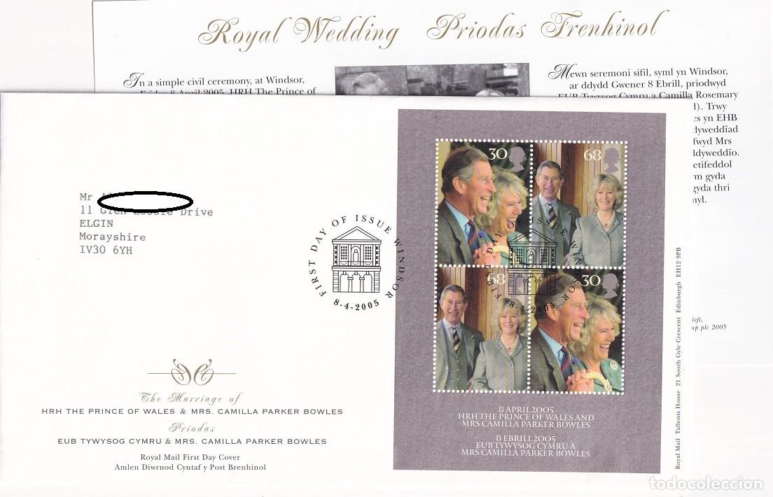 Briefmarken: Sobre + Tarjeta Gran Breta&ntilde;a 2005 - Boda del Pr&iacute;ncipe Carlos con Camilla Parker Bowles - Royal Weddi
