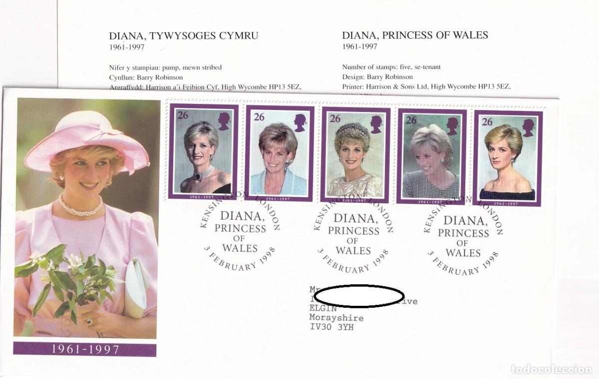Stamps: Sobre + Tarjeta Gran Breta&ntilde;a 1998 - Homenaje a la princesa Diana de Gales 1961-1997 - Diana, Princes