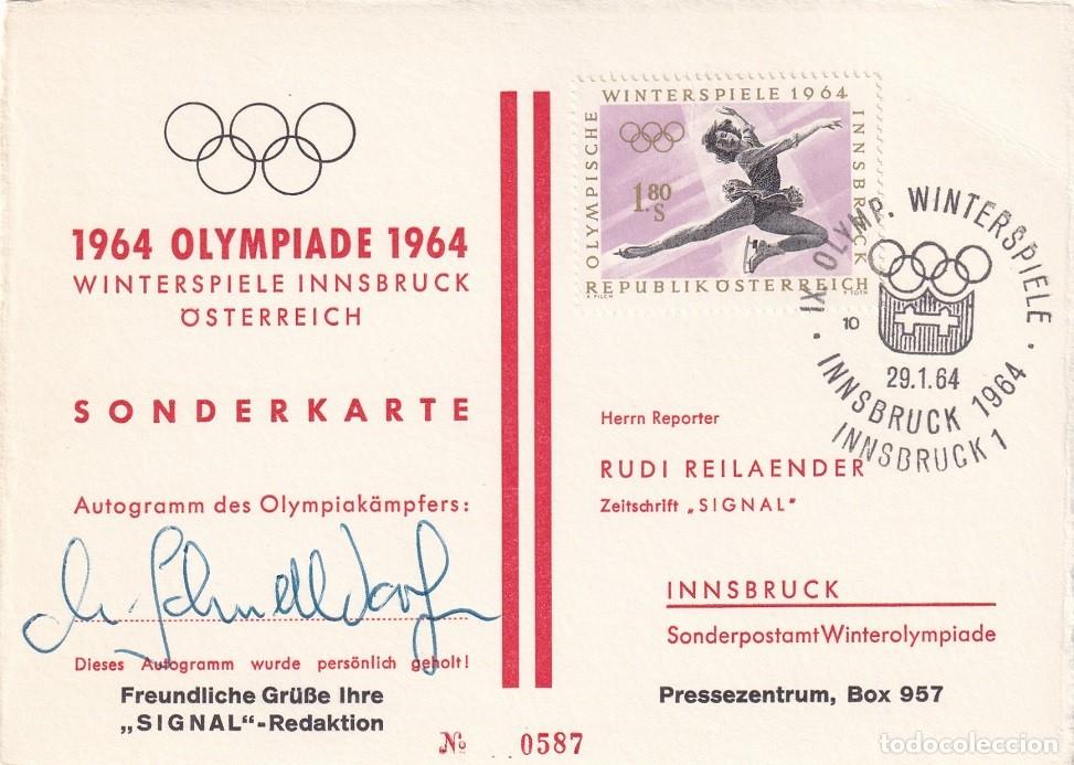 Francobolli: Austria 1964 Juegos Ol&iacute;mpicos de Innsbruck - Aut&oacute;grafo Manfred Schnelldorfer Tarjeta Especial Prensa