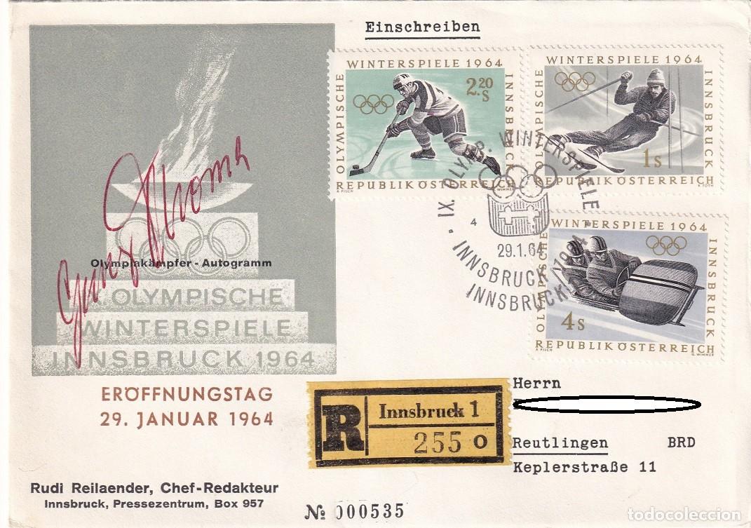 Sellos: Sobre certificado prensa Austria 1964 - Firma Georg Thoma - JJ.OO Innsbruck - Matasellos estafeta