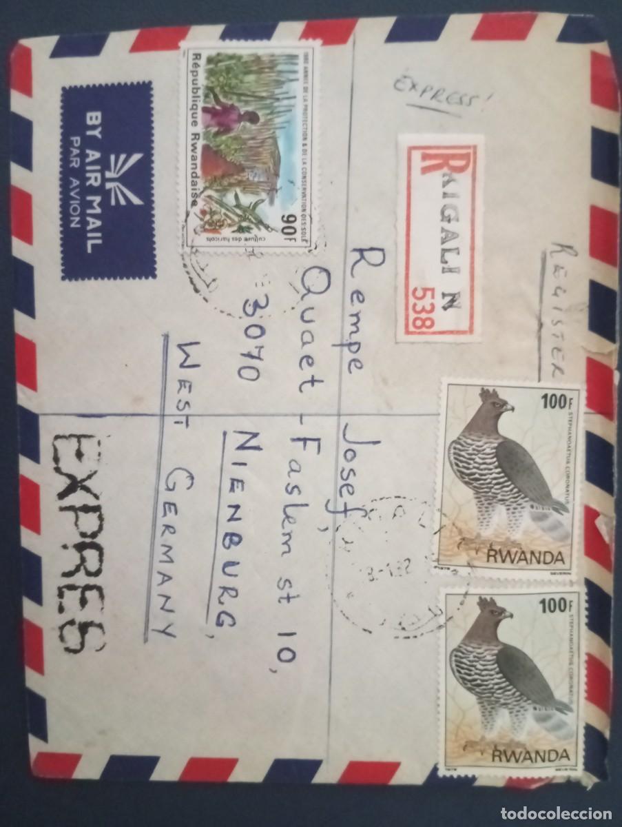 Sellos: RUANDA 1962, CERTIFICADO EXPR&Eacute;S A&Eacute;REO CIRCULADO A ALEMANIA. DORSO MAT TR&Aacute;NSITO Y LLEGADA